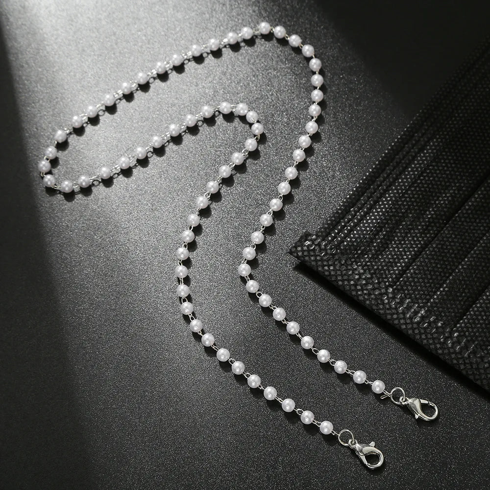Fashion Reading Glasses Chain Pearl Flower Glasses Hanging Rope Anti-Lost Eyewear Mask Lanyard Women Sunglasses Glasses Chain