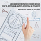 A Set of 3-Piece Multi-Functional Geometric Painting Ruler, Various Graphic Painting Rotating Ruler, Plastic Material Drawing Tool, Flat Graphic Painting Square Ruler, Student Office Special Ruler