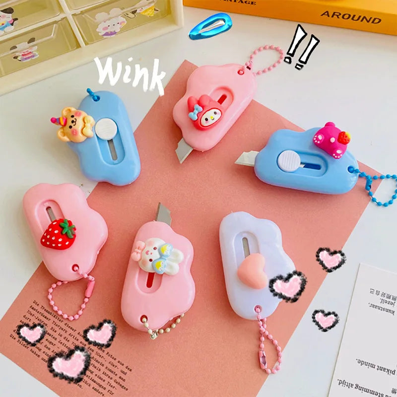 1pc Dopamine Cloud Mass Letter Opener Cartoon Cute Utility Knife Student Mini Box Cutter Hand-made Sharp
