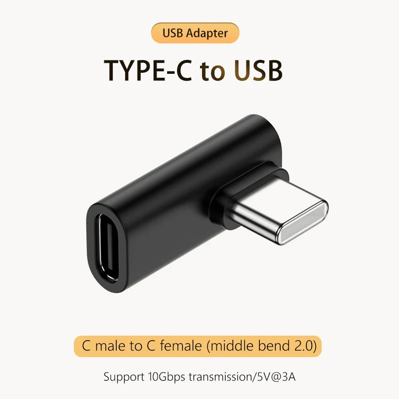 NNBILI 3A Type C Elbow USB 3.1 Charging Data Cable Adapter Converter for Android 90/180 Degree OTG Adapter Fast Charging 10Gbps