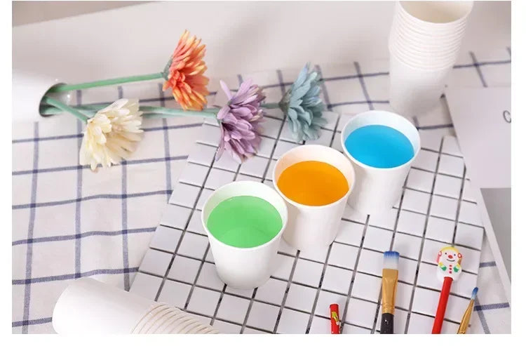 50/100PCS 210/250ml Pure White Paper Cups Disposable Coffee Tea Milk Cup Party Drinking Accessories Camping Party Supplies