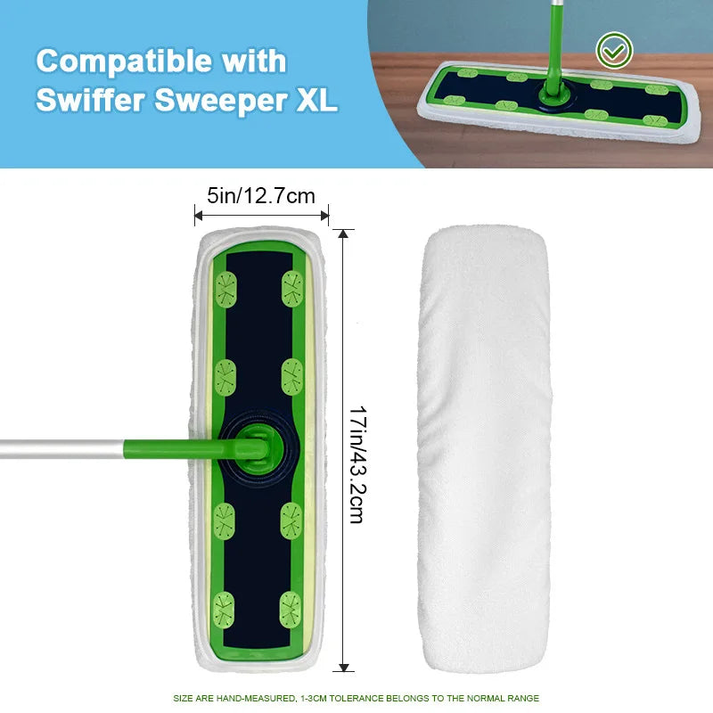 2pcs Reusable Microfiber Mop Pads for Swiffer Sweeper XL Dry Sweeping Wet Mop Cloths Replacement Sweeping Mopping Pad Refill