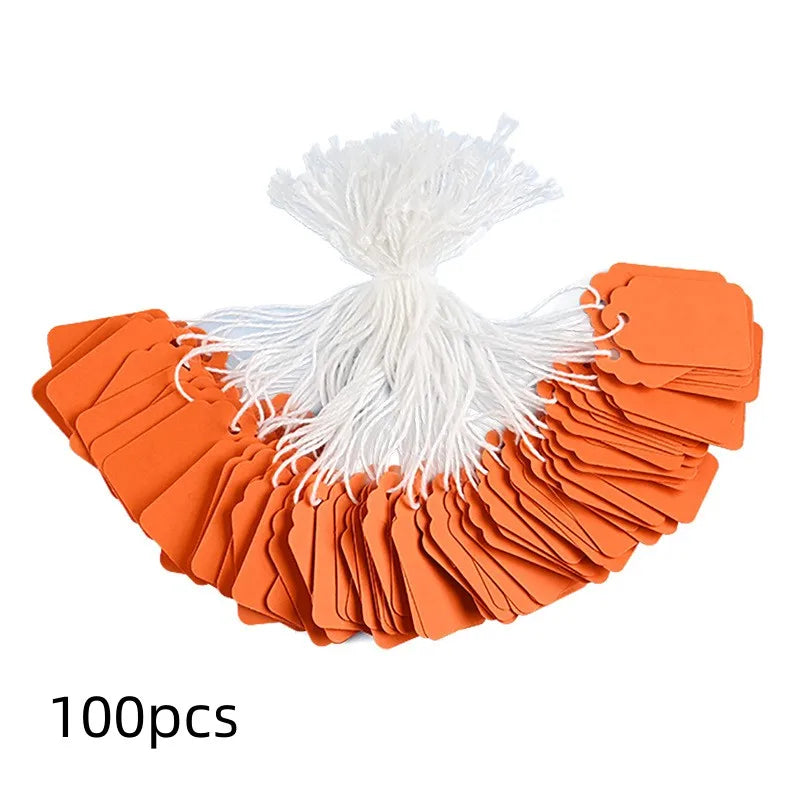 100pcs Jewelry Price Label 22x35mm Colorful Adhesive Hanging Tag Jewelry Number Paper Label with Rope Handwritten Blank Label