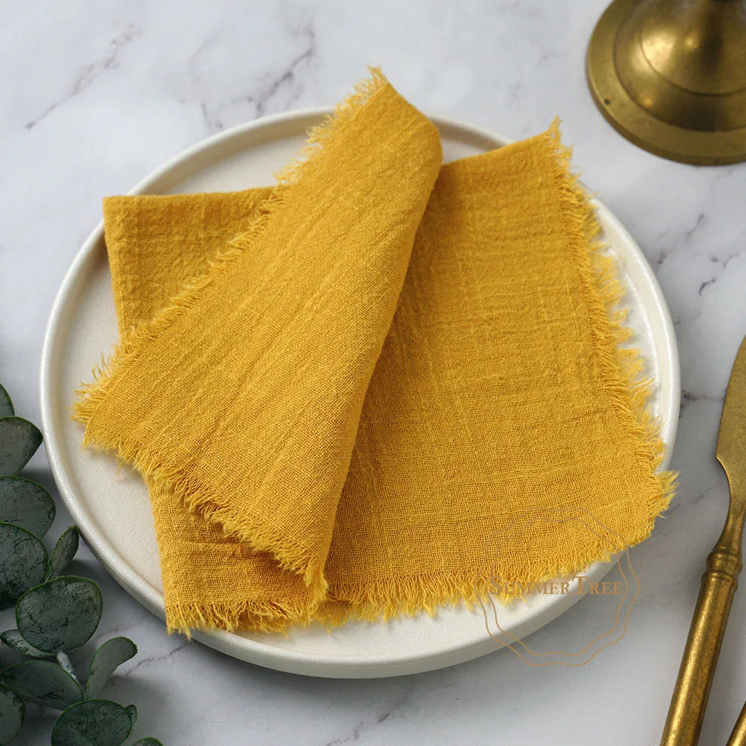 10pcs 32x32cm Cotton Gauze Napkins Retro Burr Design Napkin for Vintage Wedding Receptions Banquets Christmas Table Decoration