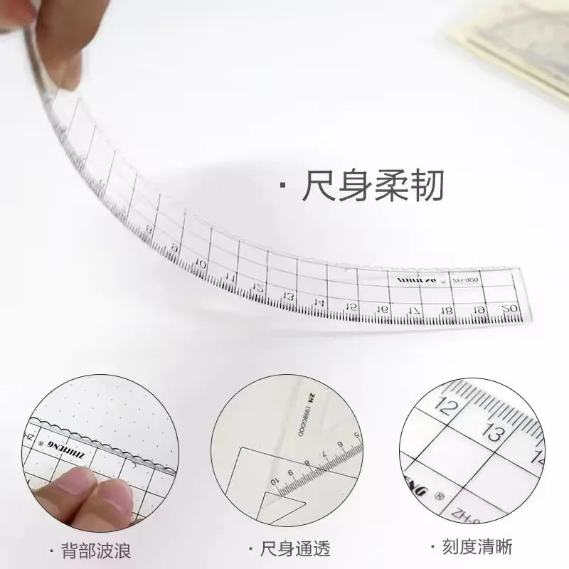 18CM Cartoon Simple Unprinted Straight Edge Transparent Square Acrylic Plastic Student Hand Account Scale Straight Ruler