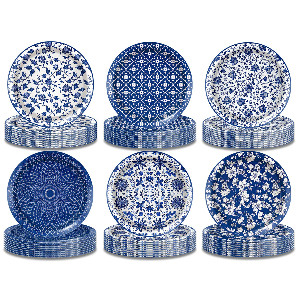 Blue and White Porcelain Paper Plates Napkins,Tableware For Birthday Decoration Wedding Decoration,Table Decor Party Supplies