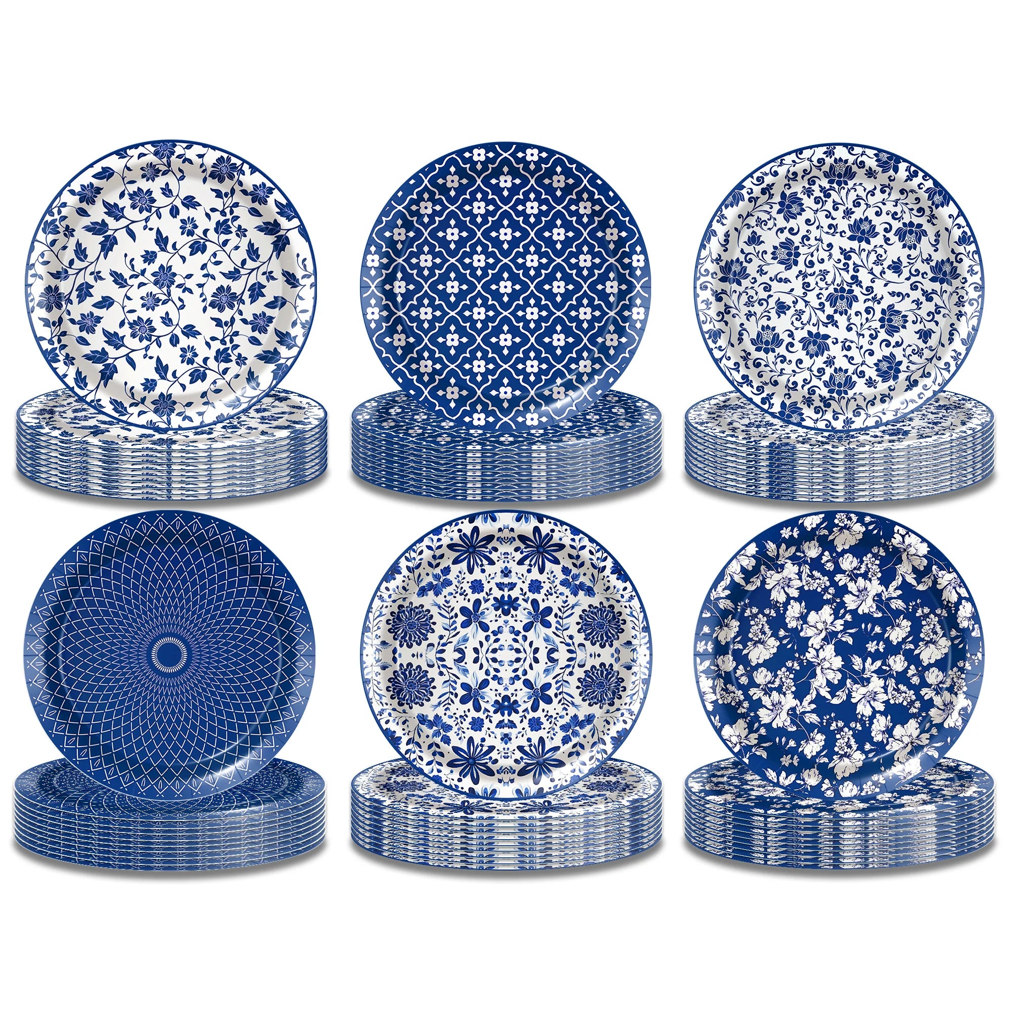 Blue and White Porcelain Paper Plates Napkins,Tableware For Birthday Decoration Wedding Decoration,Table Decor Party Supplies