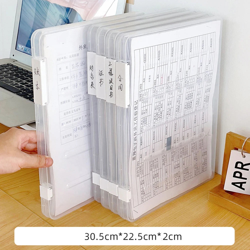 A4 File Storage Box Transparent Double Card Buckle Plastic Organizer Waterproof Dustproof For Graduation Certificates Documents