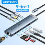 Vention USB C Hub HDMI 4K 60Hz 9 in 1 PD 100W RJ45 Adapter USB3.0 Hub 5Gbps Splitter Docking Station for MacBook Air iPad Laptop