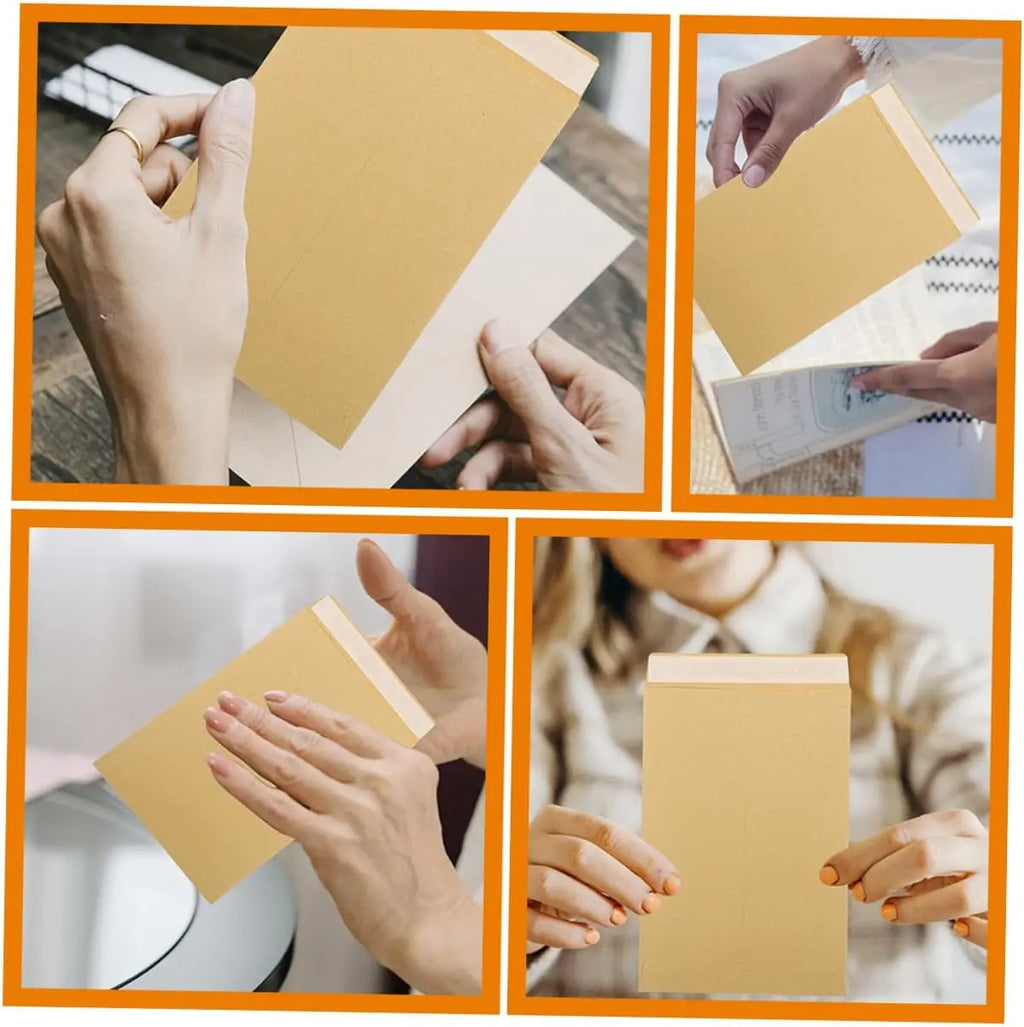 50PCS Thick Yellow Self Seal Kraft Envelopes Self Adhesive Cash Security Envelopes for Coins Seeds Cards Stamps Storage