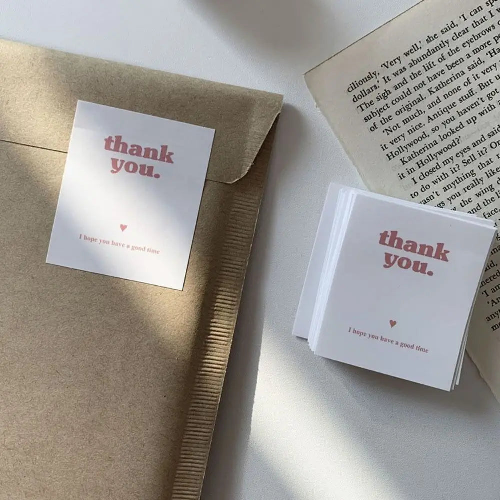 100Pcs Rectangular Thank You Stickers Decoration Label Sticker Gift Package Stickers Takeout Express Delivery Adhesive Stickers
