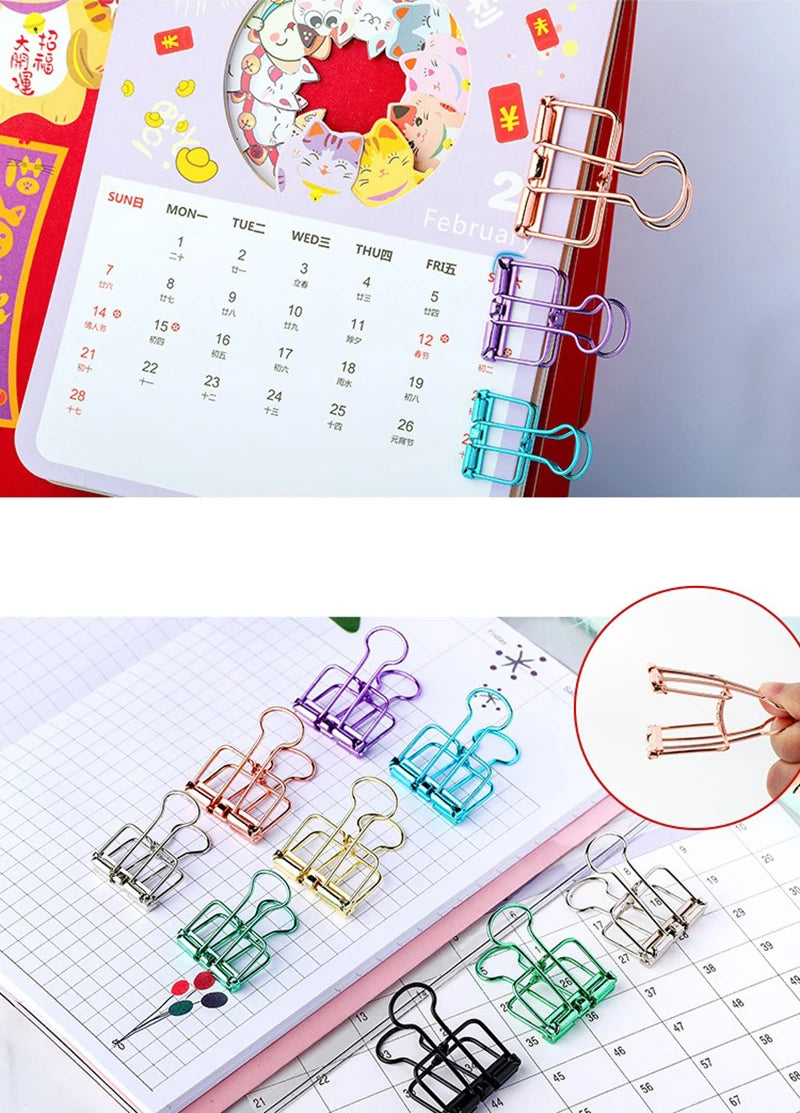 High Quality 51/32/19mm Multicolor Metal Binder Clip Clamp Paper Bookmark Clips Decorative Journal Clips School Office Supplies