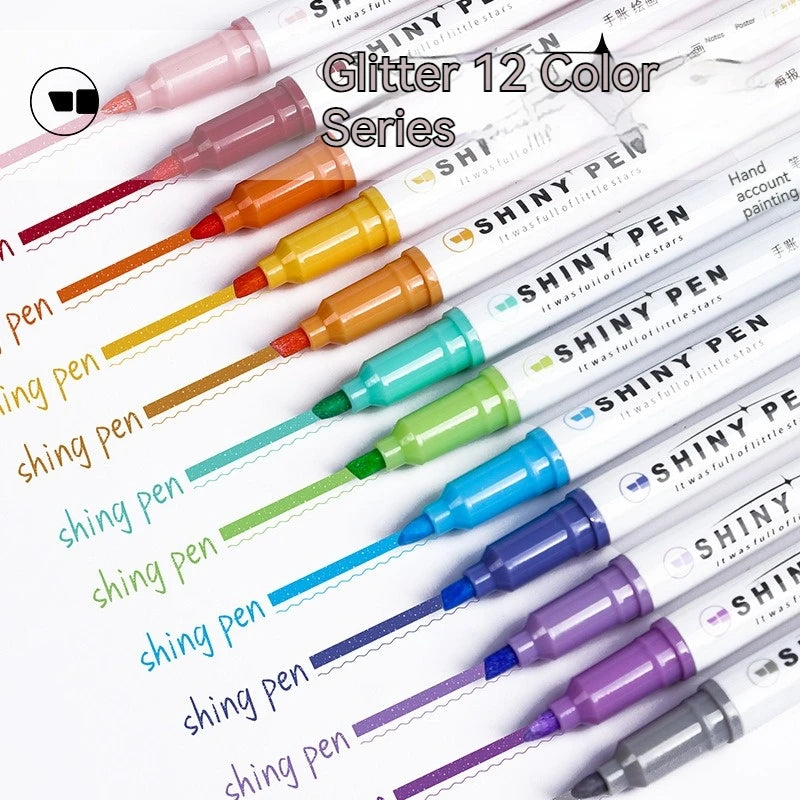 4PCS Sparkling Pink Highlighter Star River Handwritten Pen with High Appearance Value Key Classroom Note Marking Colored Pen