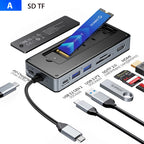 ORICO M.2 SSD Enclosure USB C Hub Splitter PD100W Extension Docking Station 10Gbps M2 NVMe SATA External Case 4K 60Hz HDMI-Com