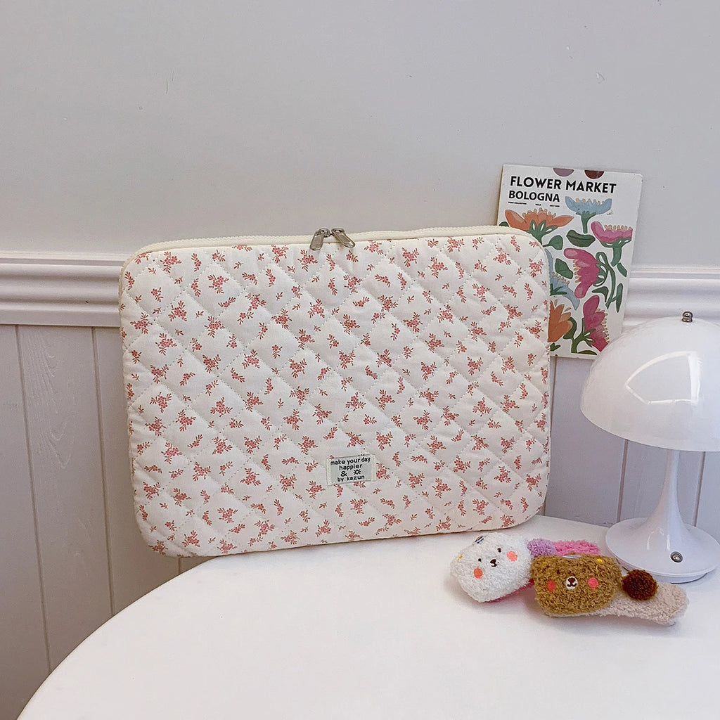 1 Pc Chic Flower Print Quilted  Laptop Bag 11 Inch/14 Inch/15 Inch Computer Bag Protection Case Laptop Sleeve Computer Case Bag