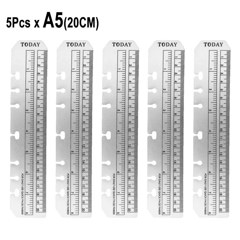 A5 A6 Transparent Black Frosted Bookmark Ruler For 6 Hole Loose Leaf Binder Notebook Planner Agenda Index Ruler Flexible Measure