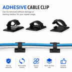 100pcs Stickable Clips Double-sided Tape Adhesive Cable Wire Clips Cable Management Wire Cable Holder Clamps Cable Tie Holder