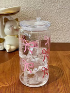 1 piece bow plastic cup, portable and handy, milk cup