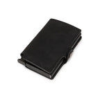 Rfid Credit Card Holder Luxury Split Leather Wallet Men Metal Slim Thin  Minimalist Wallet Bank Cardholder Case Travel Wallet