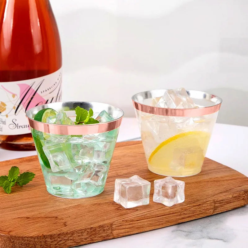 25PCS Disposable Champagne Clear Plastic Cup Outdoor Picnic Cup Drinking Cup for Parties Birthdays Weddings Cocktail Party