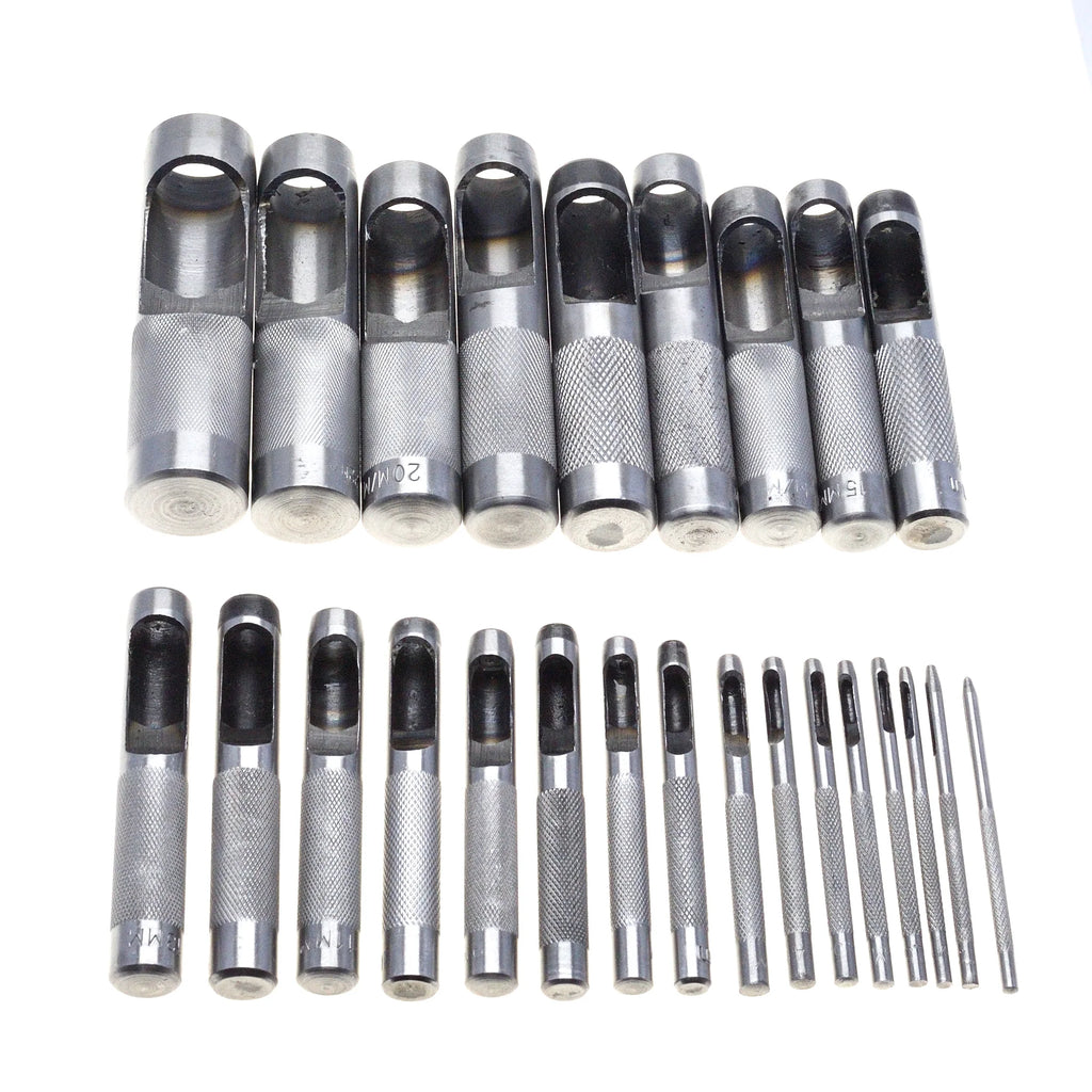 25 Size Pick Leather Tools Leather Punch Leathercraft Hole Craft Set Hollow Puncher Belt Punch 1.0mm-25mm for Clothing Canvas