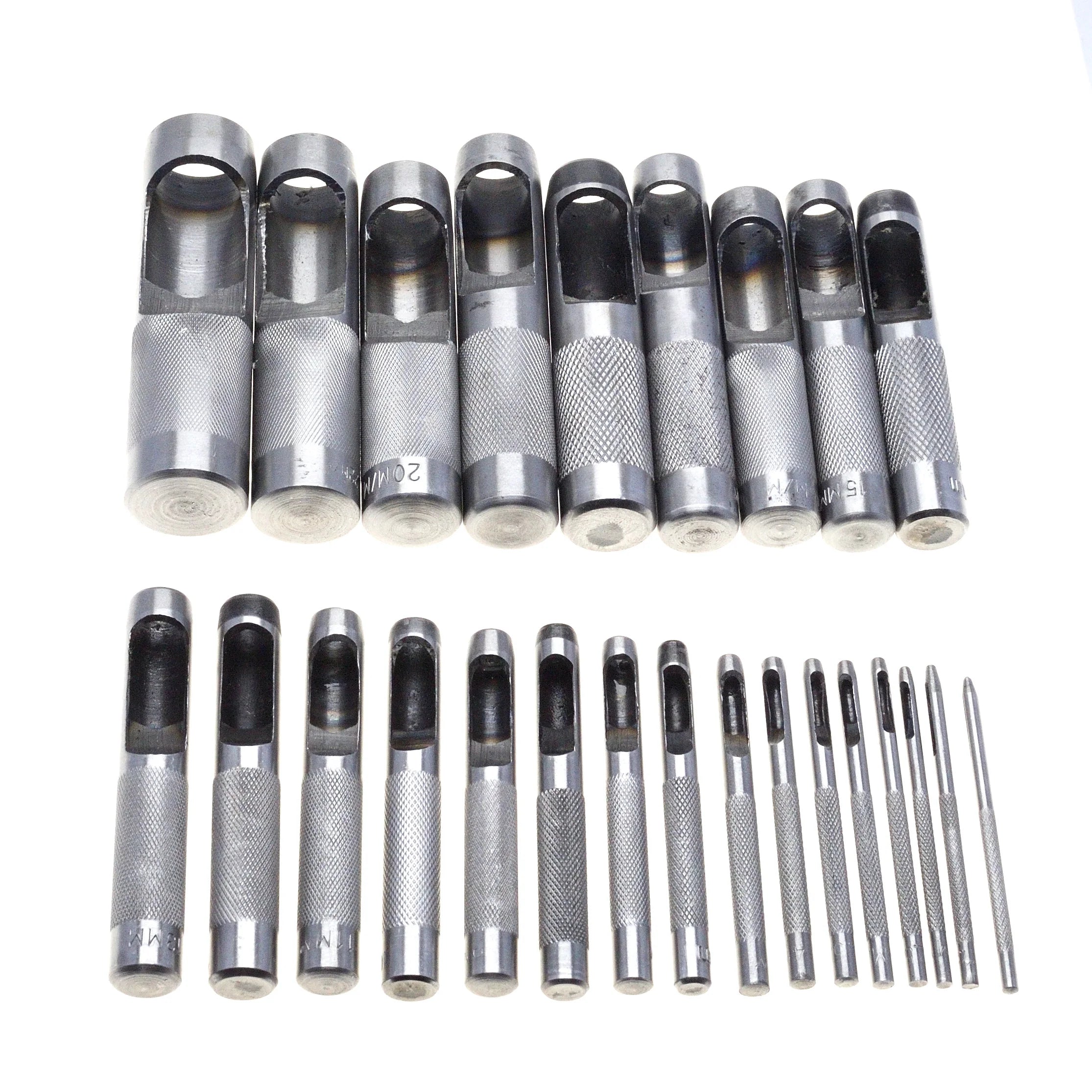 25 Size Pick Leather Tools Leather Punch Leathercraft Hole Craft Set Hollow Puncher Belt Punch 1.0mm-25mm for Clothing Canvas