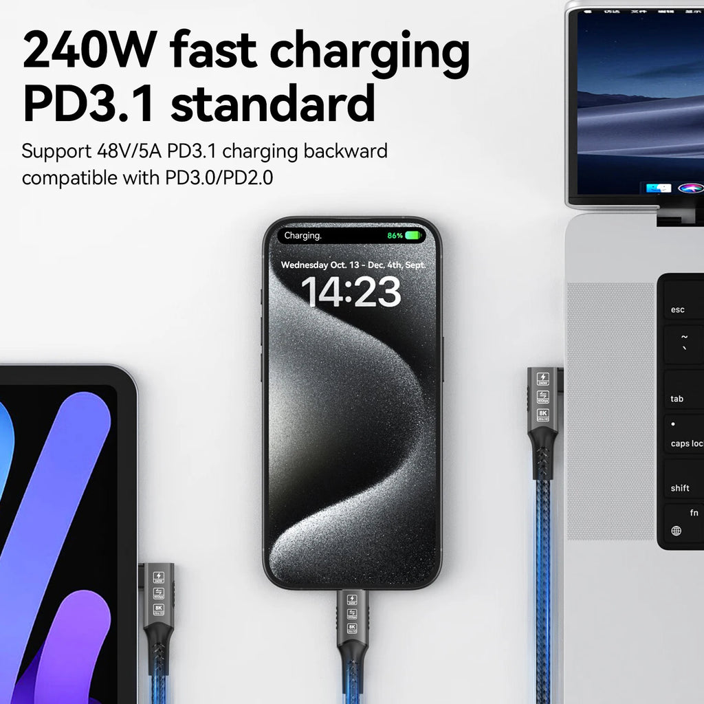 USB4 for Thunderbolt 4 Cable 40Gbps 8K@60Hz 4K@120Hz PD3.1 100W Type-C to USB-C Dual Protocol Compatible for iPhone 17 K36S