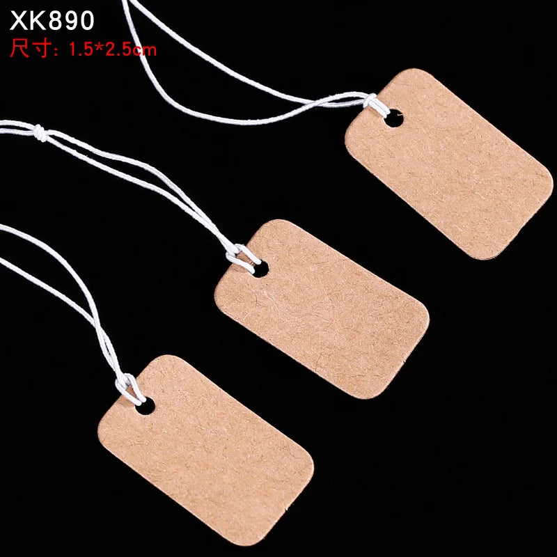 100pcs Jewelry and Jewelry Small Tags DIY Blank Hanging Rope Small Hang Tags Cowhide Elastic Thread Hanging Tags Price Tag