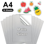 10 Sheets Transparent Printable Vinyl Sticker Paper A4 Glossy White Waterproof Self-Adhesive Copy Paper for All Inkjet Printer