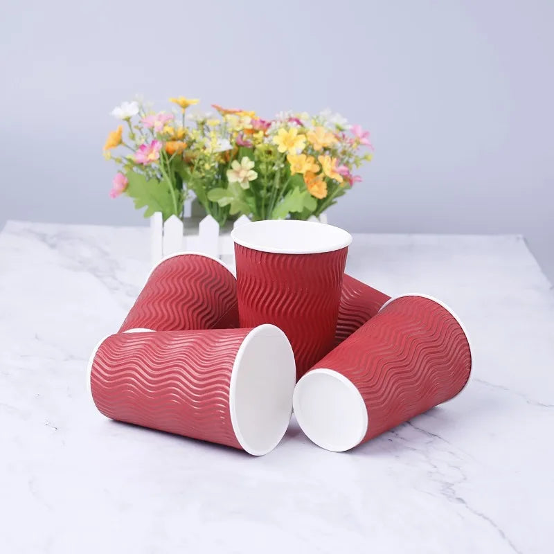 20/30/50PCS Disposable Paper Cups Disposable Corrugated Paper Cups Suitable Birthday Parties Weddings Christmas Parties