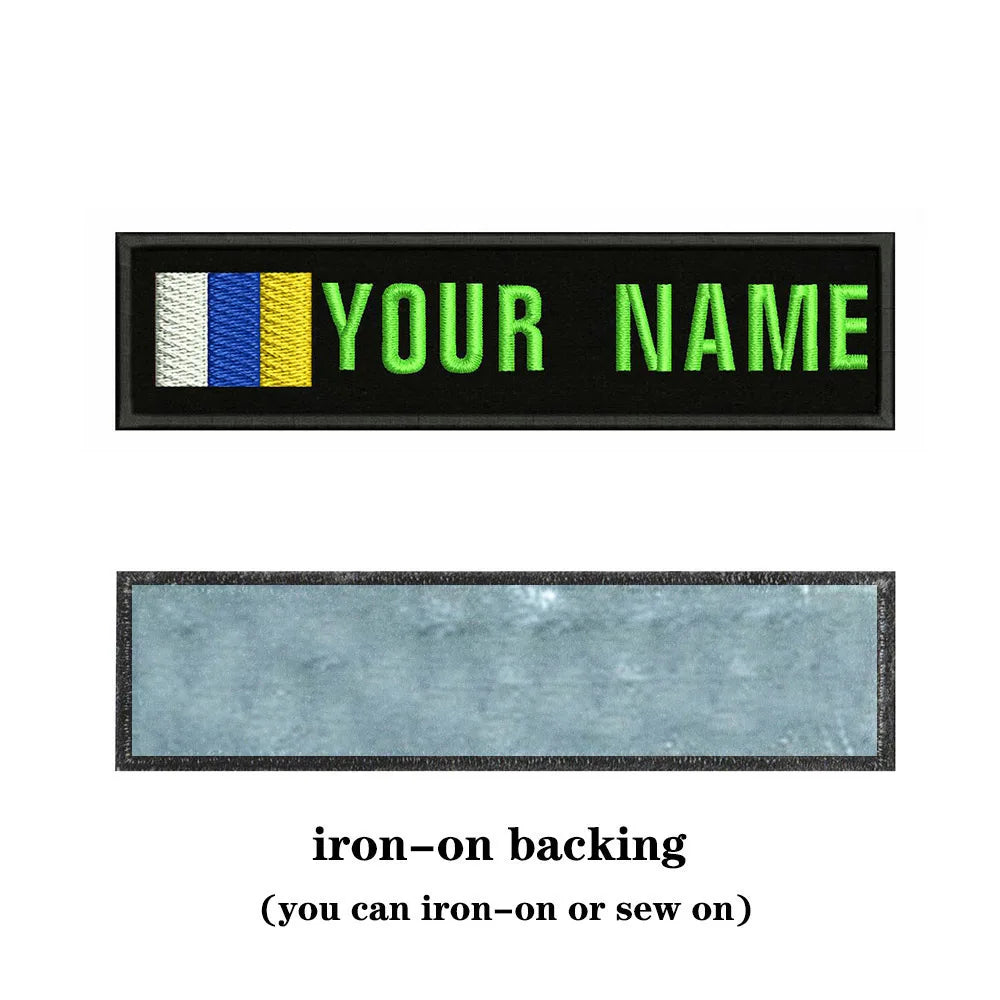 Canary Islands Flag 10X2.5cm Embroidery Custom Name Text Patch Stripes Badge Iron On Or  Patches
