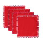 4PCS Cotton Napkins With Wavy Edge Embroidery Suitable for Dinner Wedding Hotel Christmas
