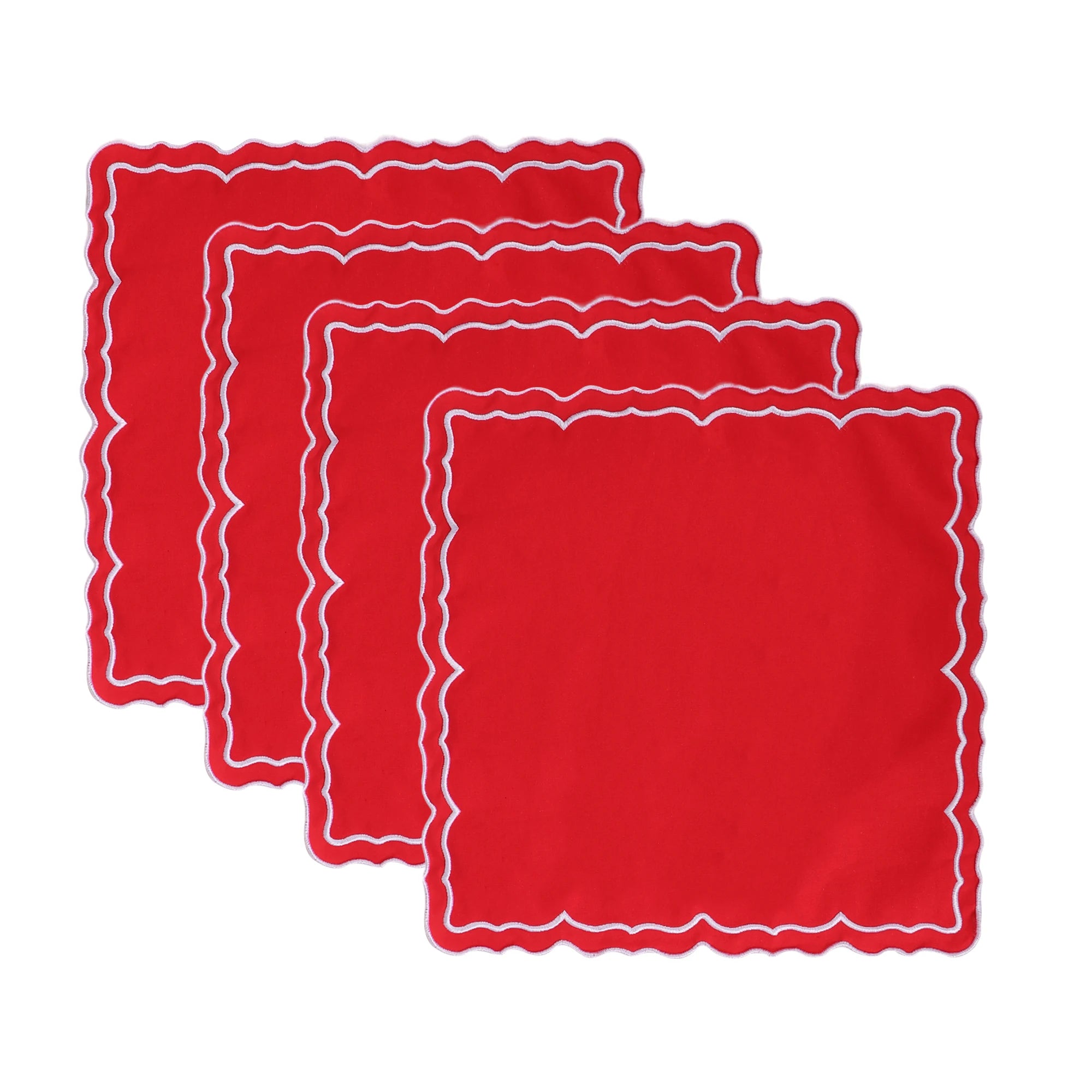 Lotus Shaped Embroidered Edge Napkins 4pcs/set Thickened Pure Cotton Breathable Placemats for Weddings Christmas Daily Party