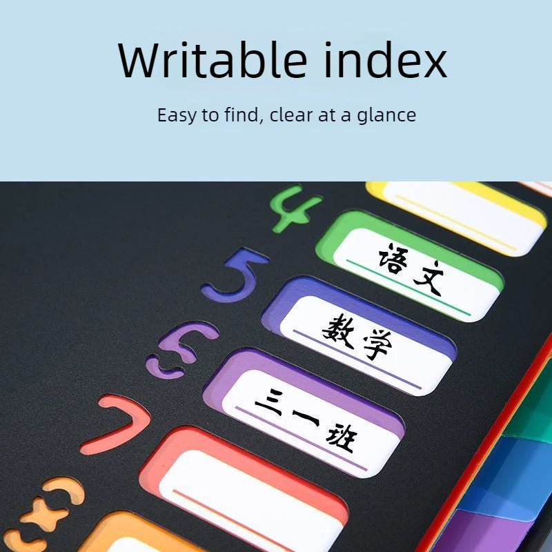 A4 12-Pocket Rainbow Accordion File Folder, Elastic Band Expanding Document Organizer with Index Tabs for School Office