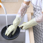 Waterproof Rubber Latex Velvet Gloves, Durable, Cleaning, Washing Clothes, Household, Kitchen, Winter