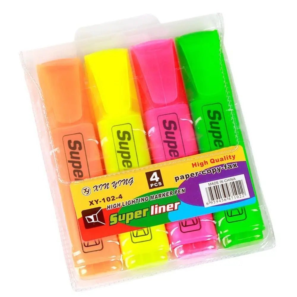 4/6 Colors Colorful Highlighters Art Markers Oblique Drawing Fluorescent Pen Markers Flat Shape School Office Supplies