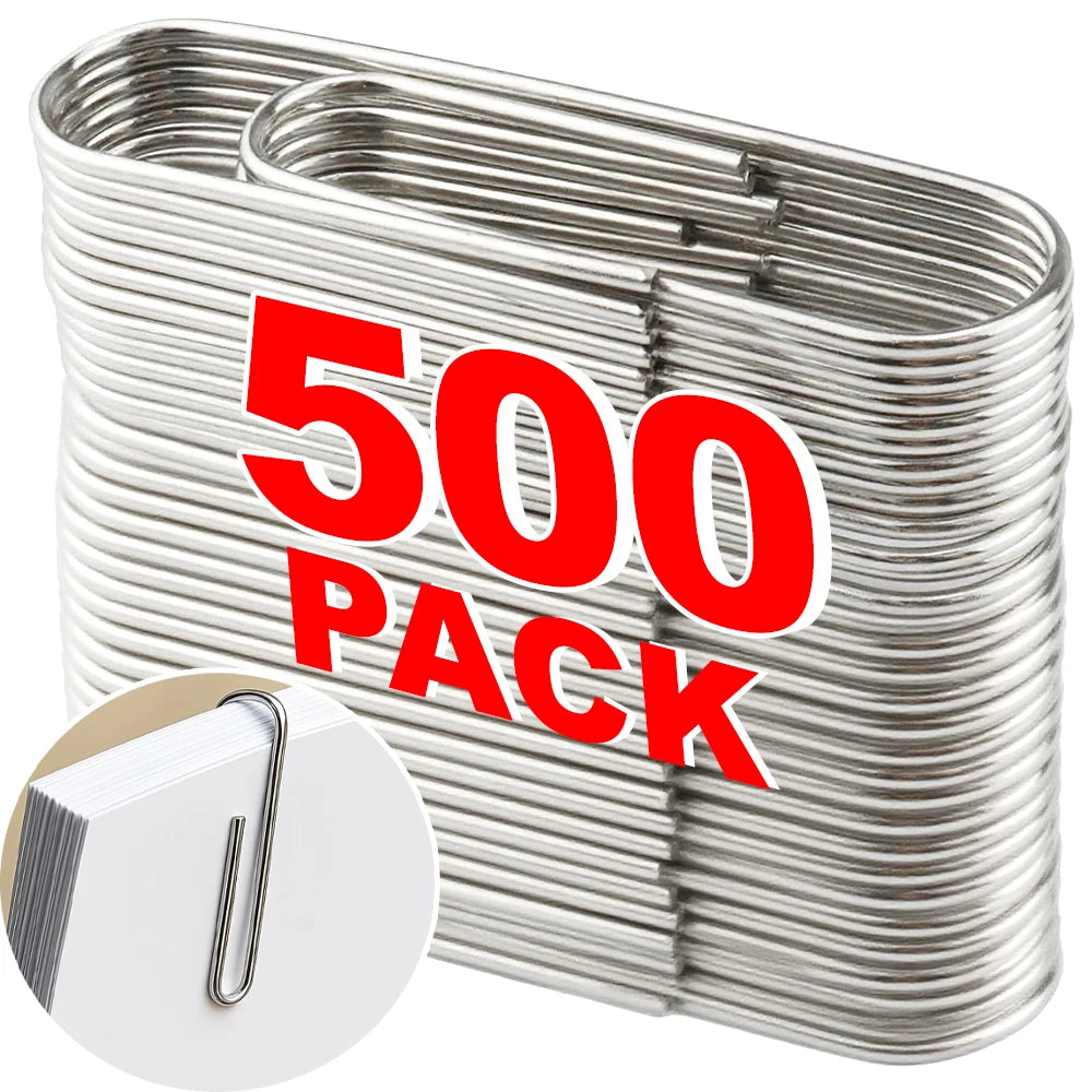 50-500PCS Stainless Steel Paper Clips Rustproof Sturdy Coated U-shaped Paperclips for Student Office School Stationery Supplies