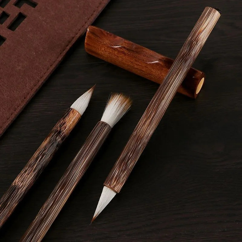 Small Chicken Claw Calligraphy Brush Mixed Hair Short Peak Garlic Head Writing Brush for Regular Official Seal Script Beginner