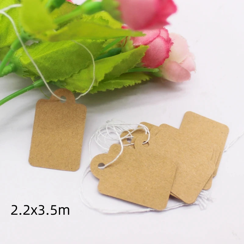 100 pcs 2.2x3.5cm green/yellow/white/kraft /pink jewelry price tags, paper price tags