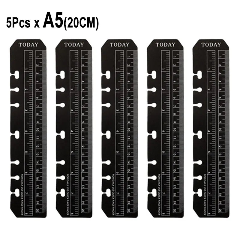 A5 A6 Transparent Black Frosted Bookmark Ruler For 6 Hole Loose Leaf Binder Notebook Planner Agenda Index Ruler Flexible Measure
