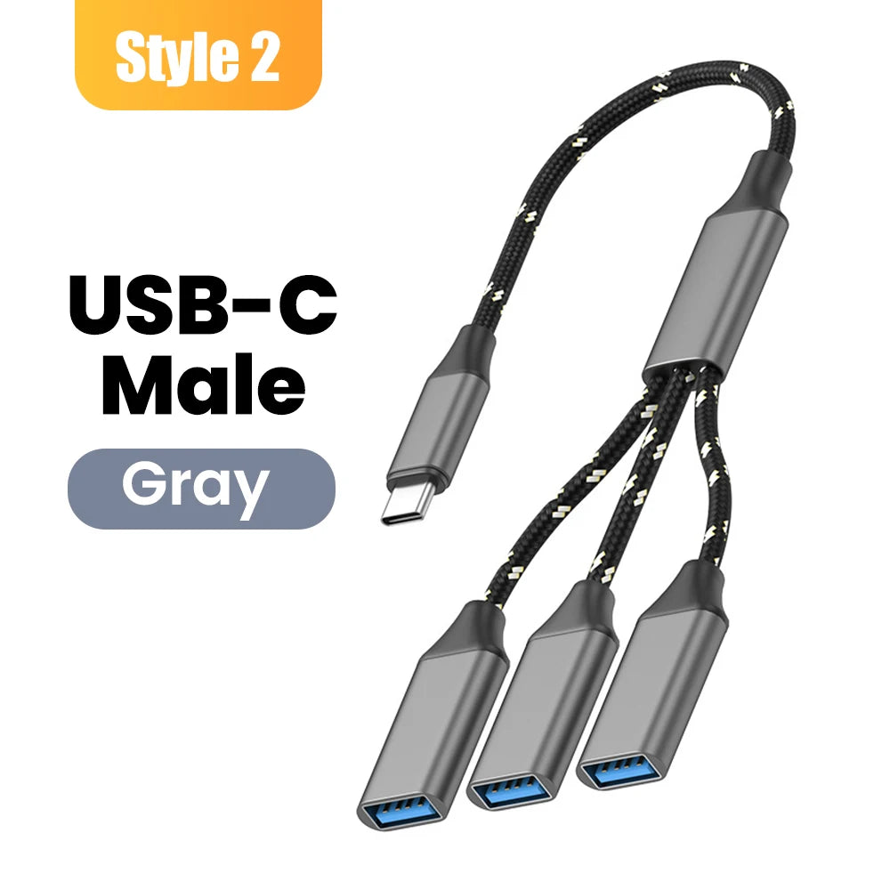 Multifunctional 3 in 1 USB Type C Hub Extensions OTG Adapter Fast Data Transfer Adapter For PC Laptop Macbook HUB Splitter Cable