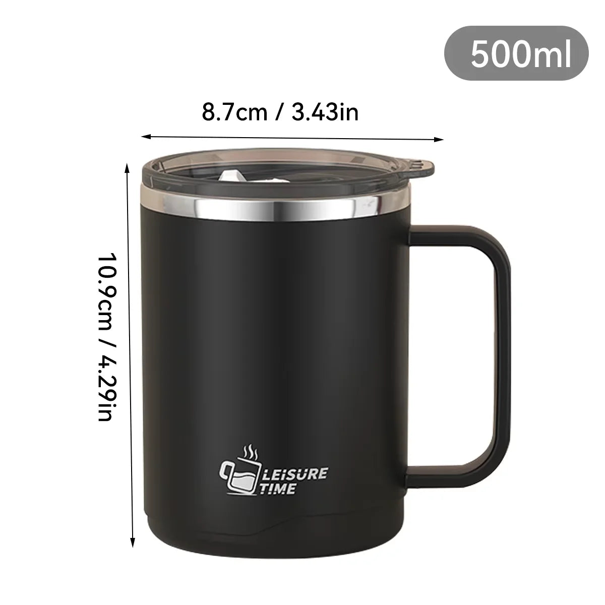 Double Wall Insulated 304 Stainless Steel Coffee Mug Leak Proof Travel Cup with Handle for Adults and Students