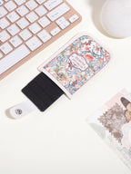 1PC Oil Painting Floral Pattern Card Holder,Pull-Out Multi-Card Slots,Suitable for ID Cards,Bank Cards, Business CardsStorage