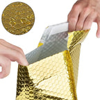 50 Pcs Golden Bubble Mailers Pink Poly Bubble Mailer Self Seal Padded Envelopes Gift Bags Laser Packaging Envelope Bags for Book