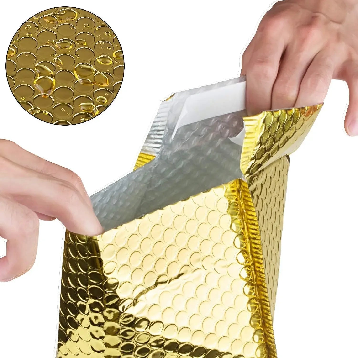 50 Pcs Golden Bubble Mailers Pink Poly Bubble Mailer Self Seal Padded Envelopes Gift Bags Laser Packaging Envelope Bags for Book