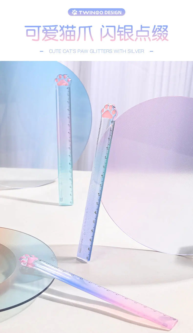 15M Cat Claw Cute Straight Ruler Gradient Measuring Tool Korean Style School Stationery Supply Kawaii Accessories