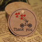 100pcs Thank you With Red Heart Gift Tags Wedding Party Paper Hanging Tags Price Label Handmade Package Hang Tag Cards