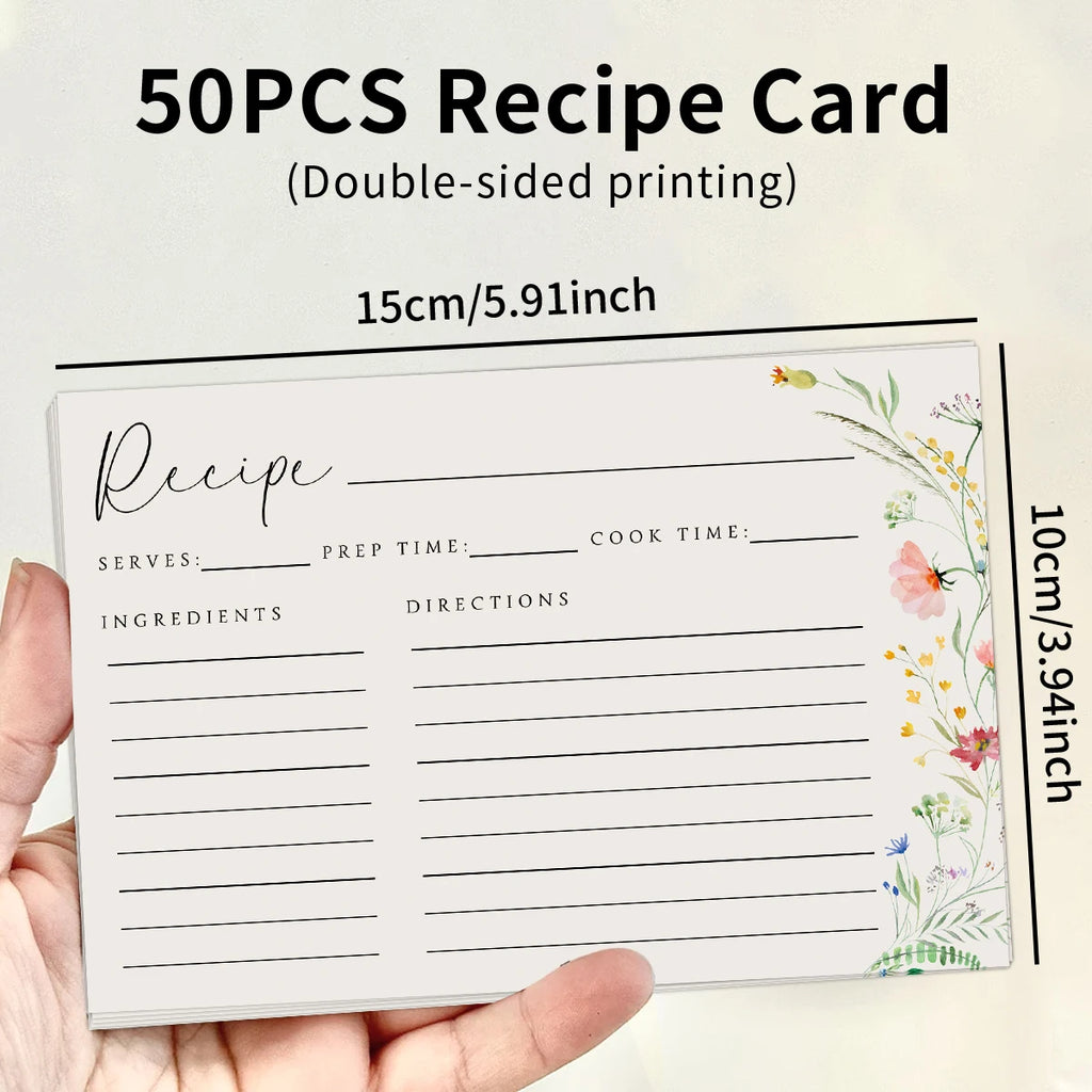 50pcs Double-sided No-smear Cardstock Blank Thick Recipe Note Cards，family Menu And Record Kitchen Information Classification