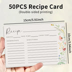 50pcs Double-sided No-smear Cardstock Blank Thick Recipe Note Cards，family Menu And Record Kitchen Information Classification