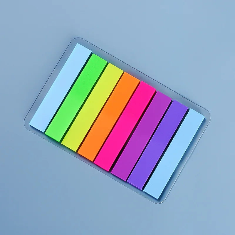 Color Fluorescence Sticky Notes Set Memo Pad Bookmarks Banners Transparent Sticky Notes School Office Stationery